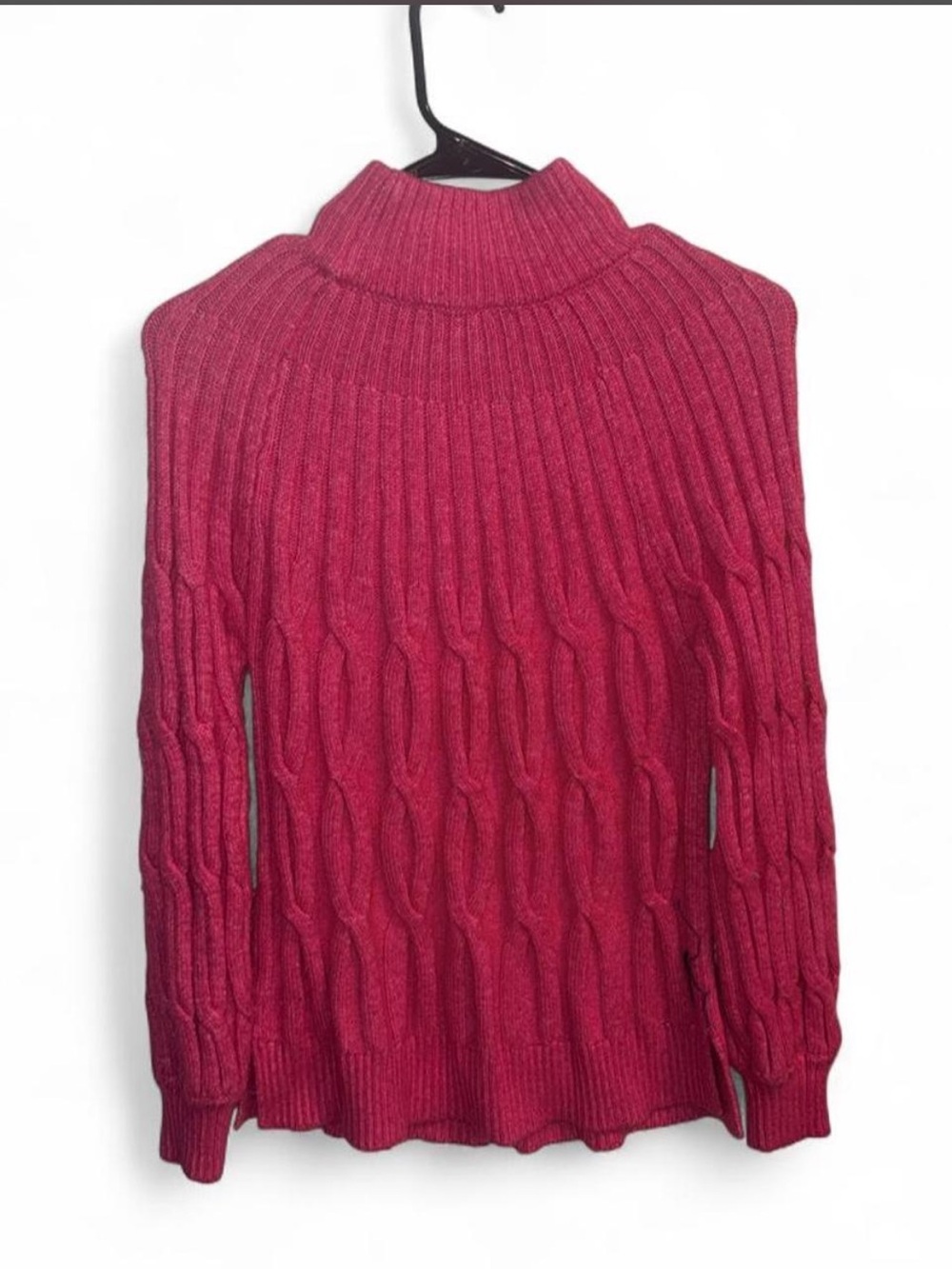crown & ivy Cable Knit Mock Neck Sweater - Raspberry - Picture 4 of 5